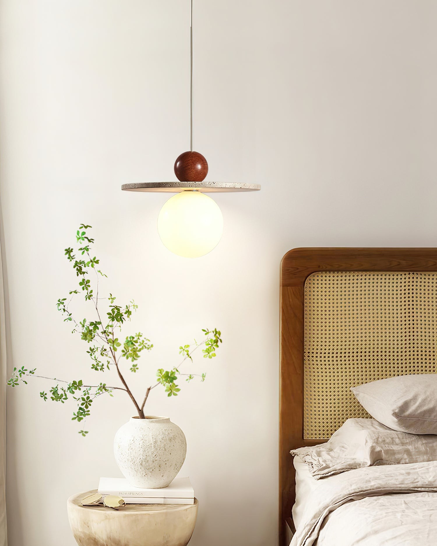 Retro Decor Cave Stone Disc Pendant Light G47