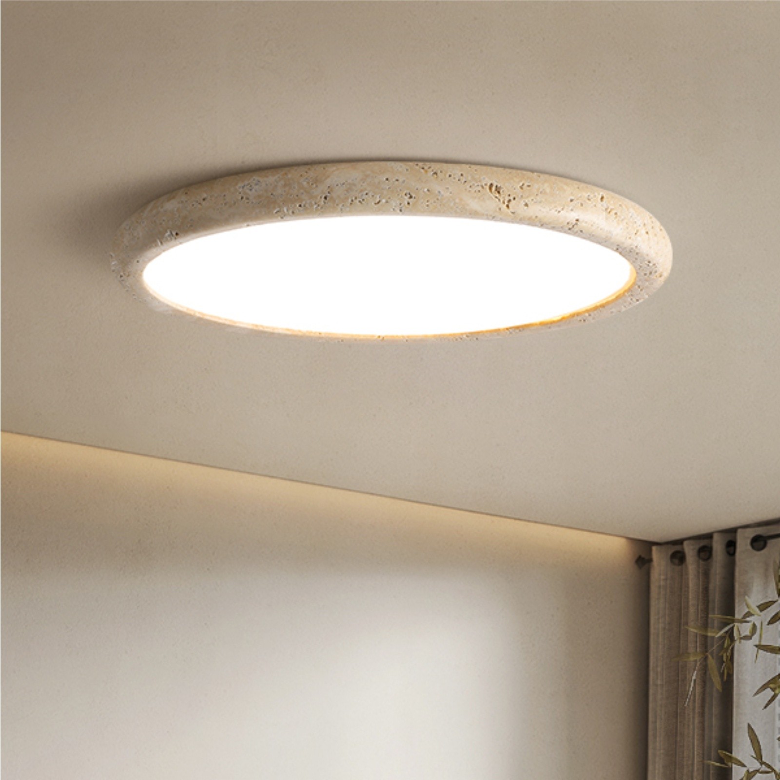 Travertine Disc Flush Mount Ceiling Light - Minimalist Design  Lighting S289