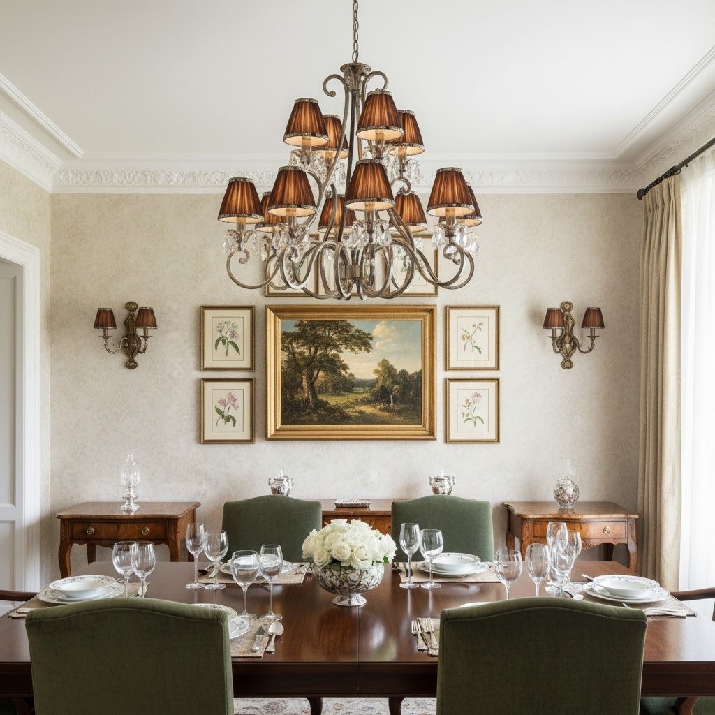Talonis Multi-light Fabric Chandelier - Elegant Metal Curved Arms for Dining and Living T932