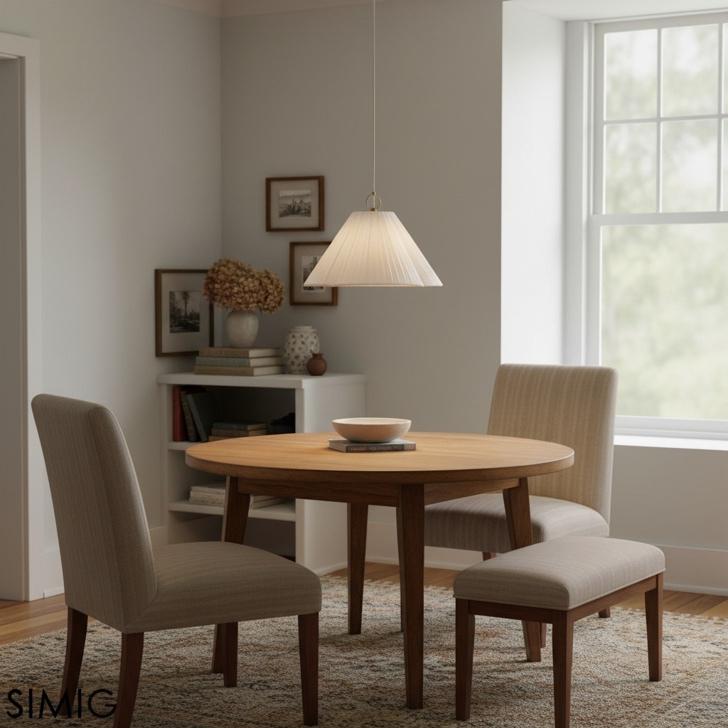 Blossine Brass Pendant - Scalloped Linen Shade for Living Room T442