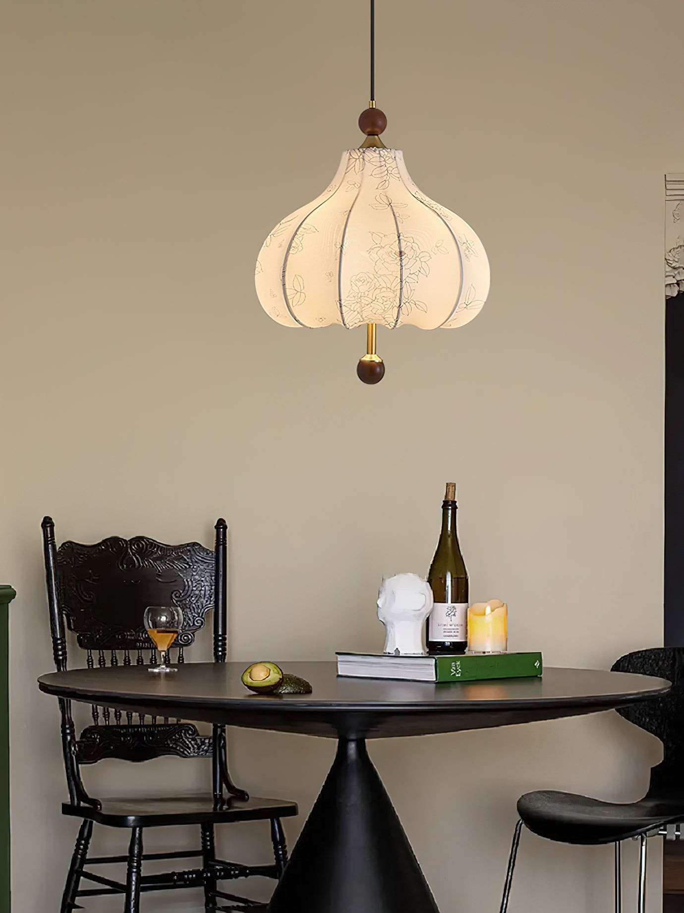 French Retro Fabric Pattern Pendant Lamp M562