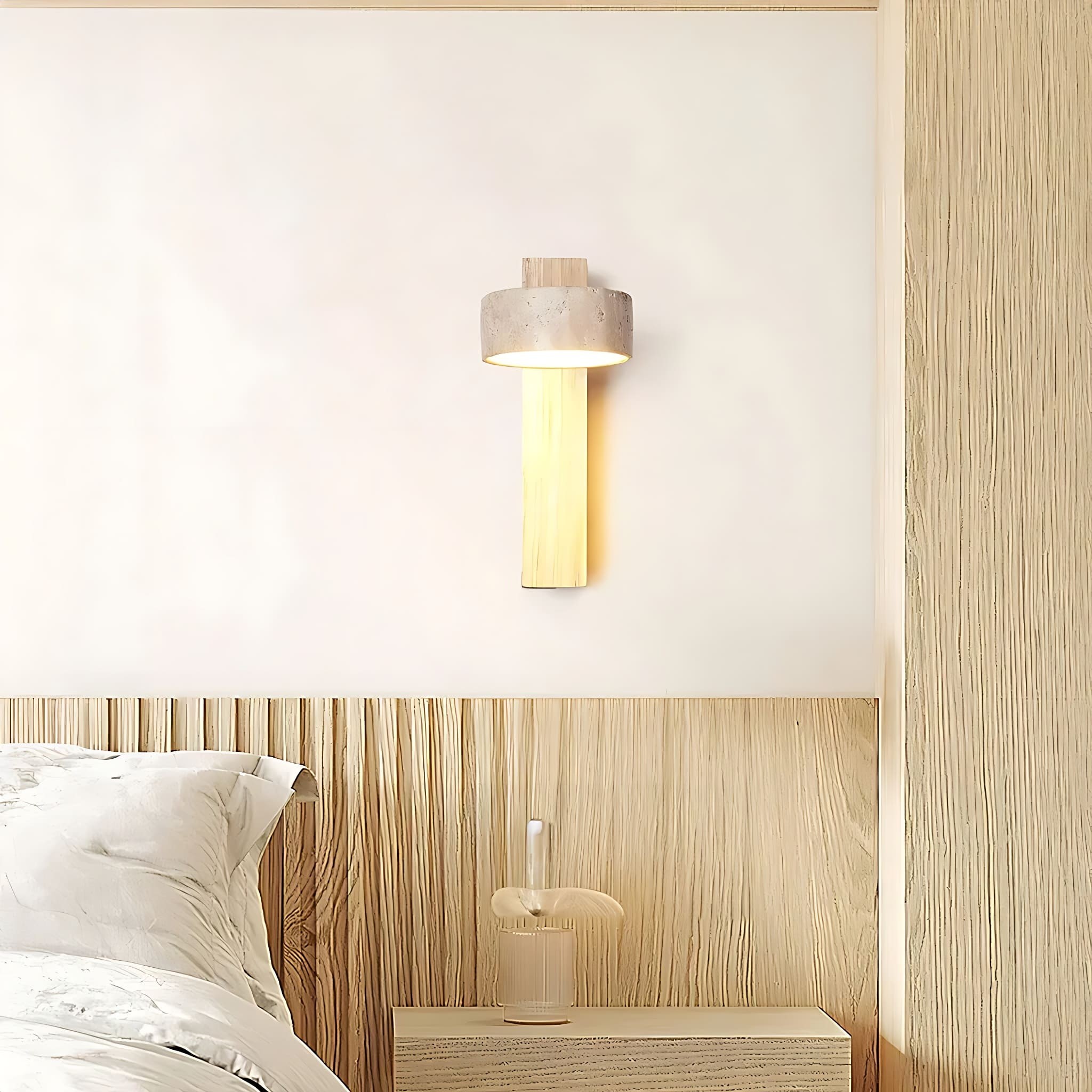 Travertine Cylinder Shade Lamp - Vintage Wall Sconce for Hallway M13