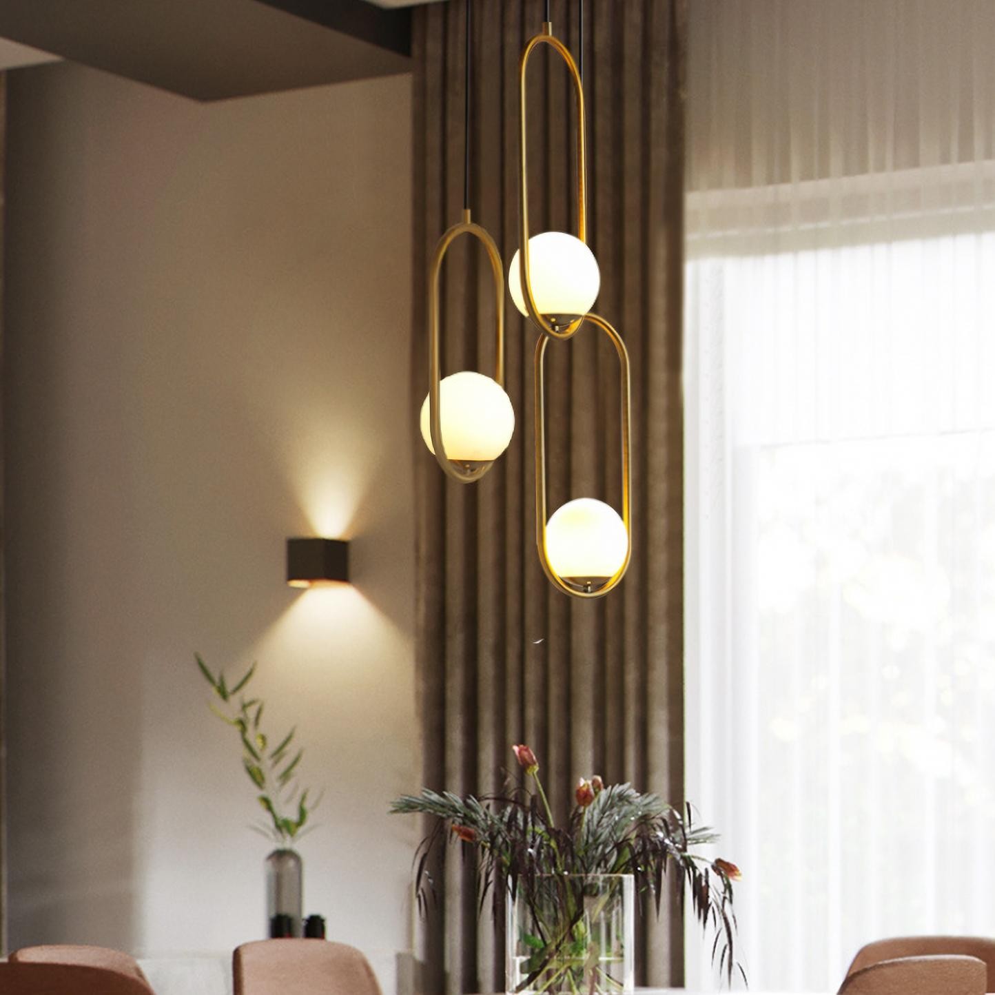 Halozen Pendant Lamp - Elegant Metal and Glass Pendant for Living Room