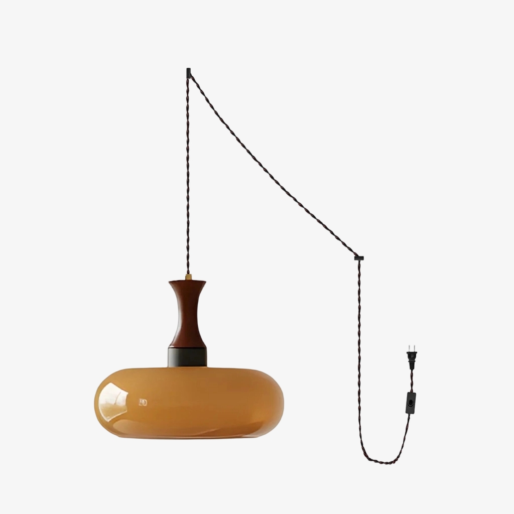 Velora Scandinavian Farmhouse Pendant with Glass Shade Modern Plug-In Design T1162