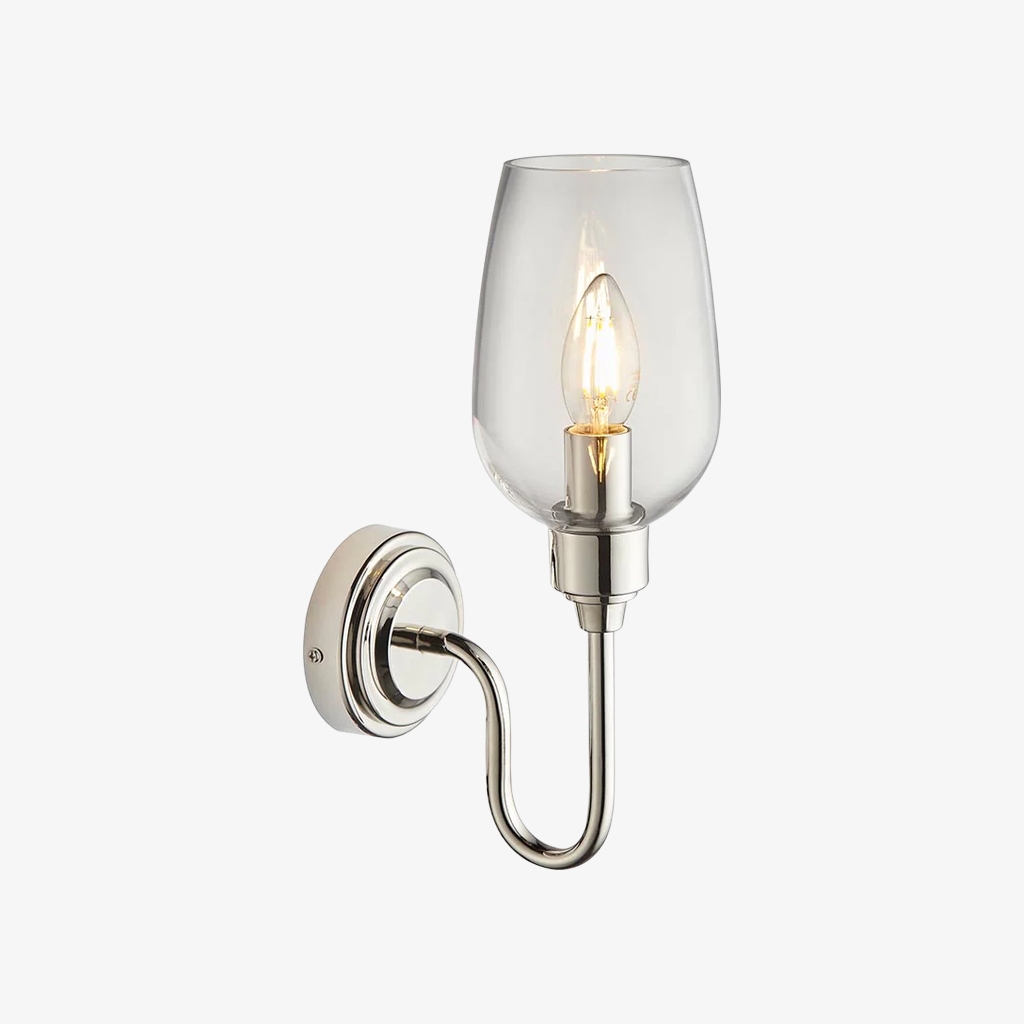 Clarione Art Deco Wall Light with Clear Glass Shade - Modern Metal Design for Hallways T918
