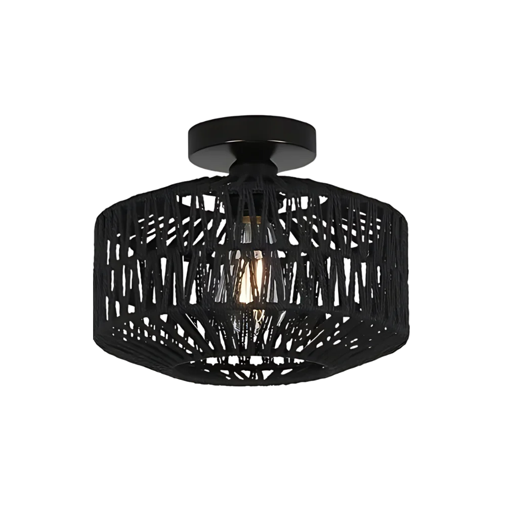 Woven Lantern Boho Radiance Rattan Ceiling Light T2070