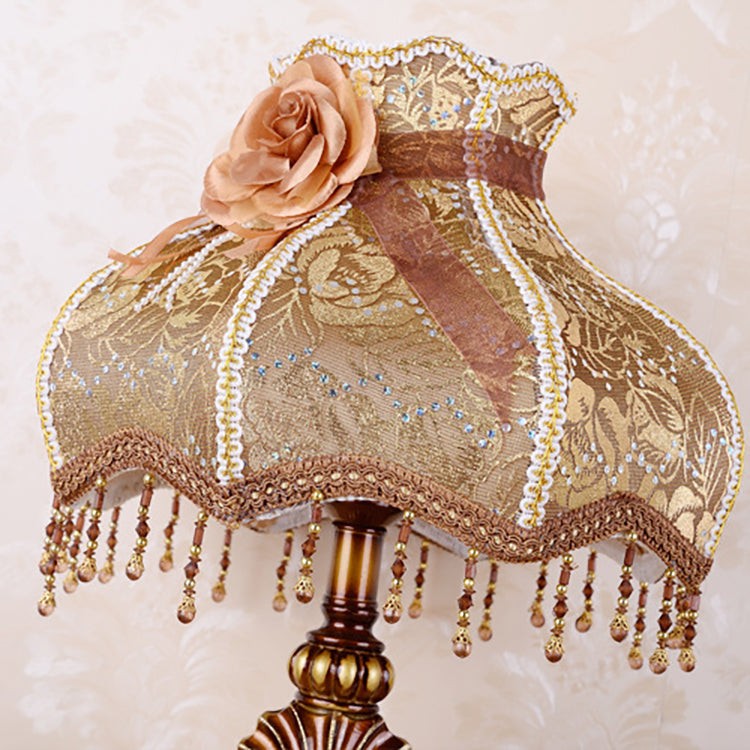 Pastoral Flower Lampshade Carved Table Lamp M497