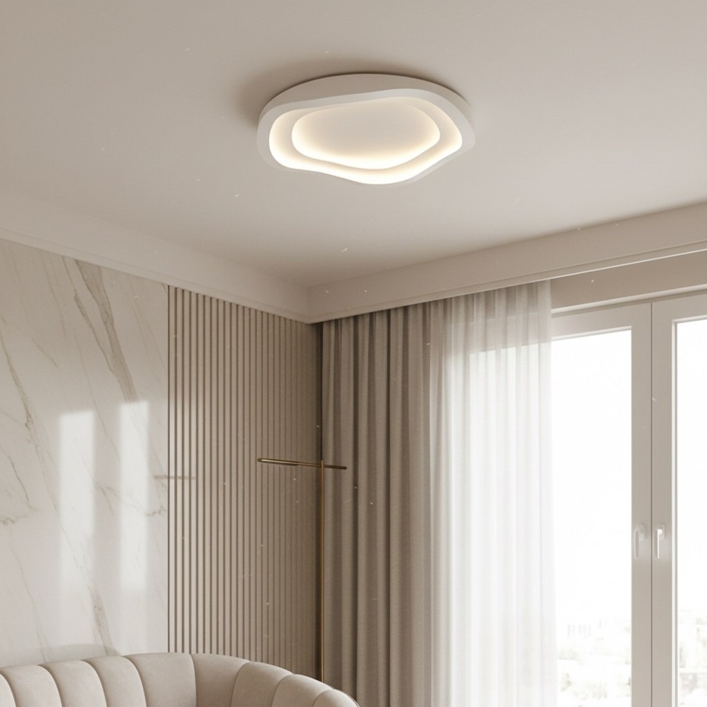 Aeris Elionis Ripple Pattern LED Ceiling Light - Minimalist Iron & Acrylic Flush Mount for Living Room T811