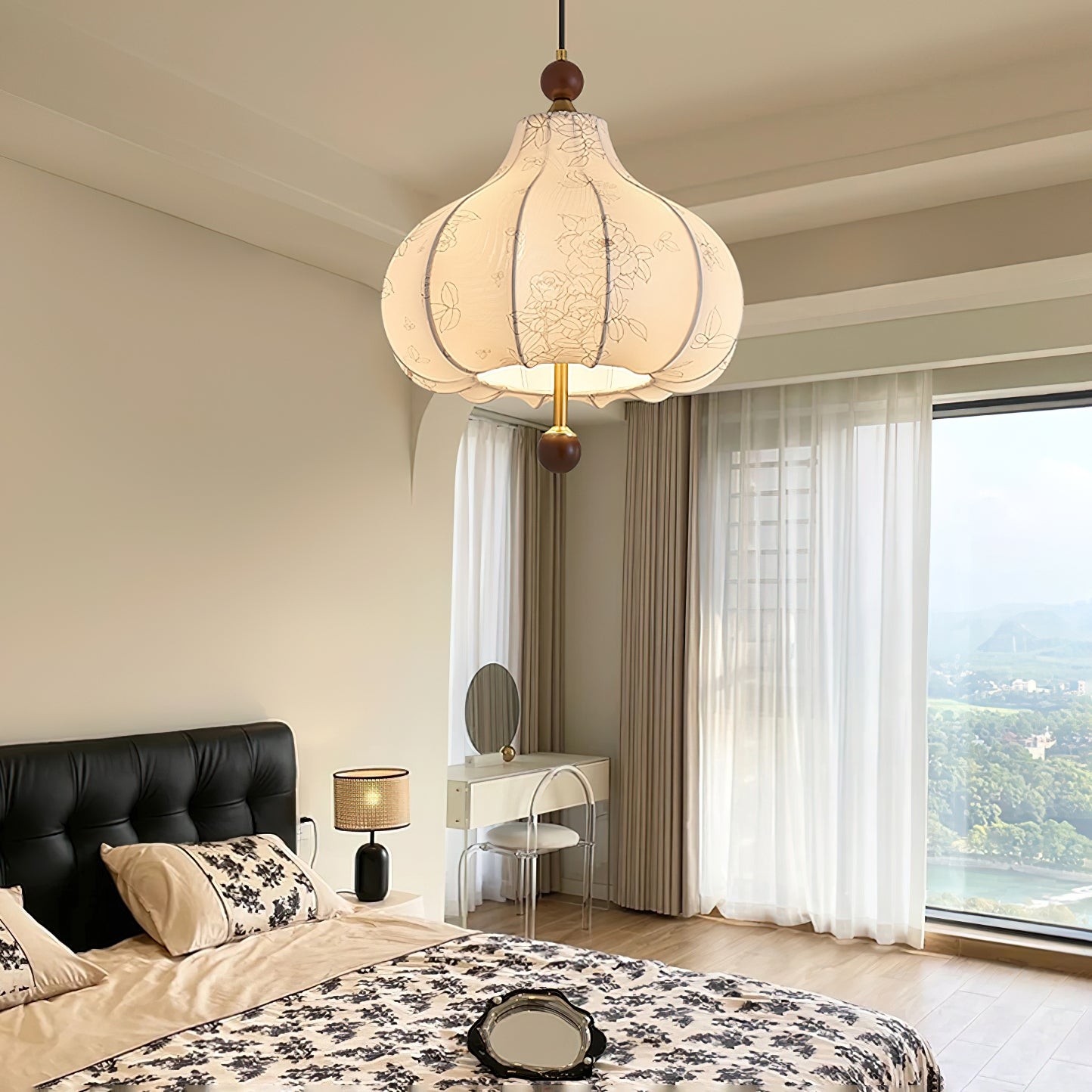 French Retro Fabric Pattern Pendant Lamp M562