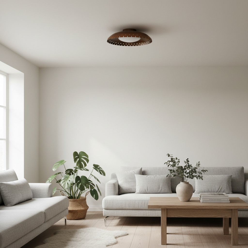 Lustrona Vintage Brass Flush Mount Light - Burnished Metal Ceiling Light for Living Room T689