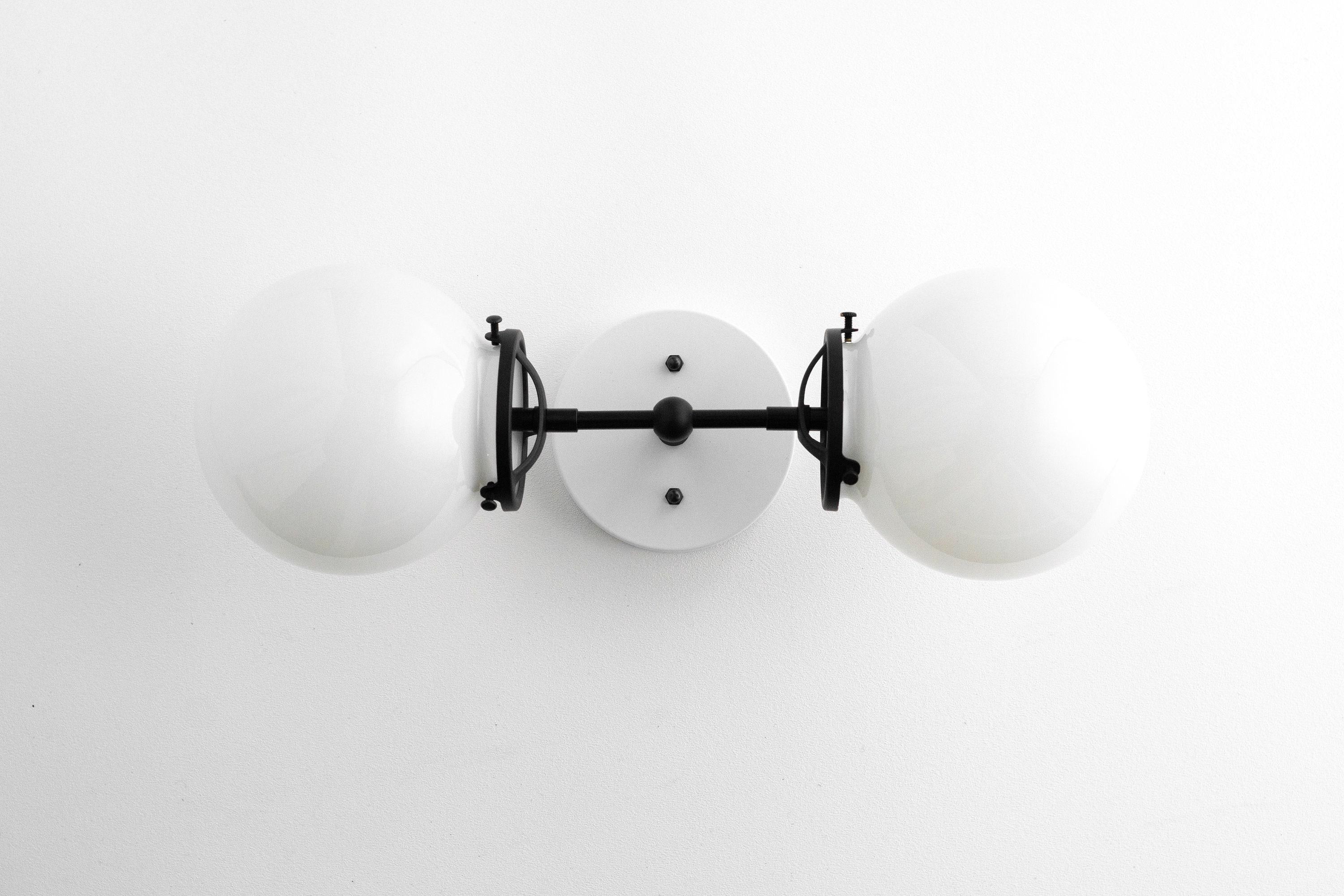 Lumio Globe Art Deco Vanity Light -  Opal Globe Bathroom Sconce T320
