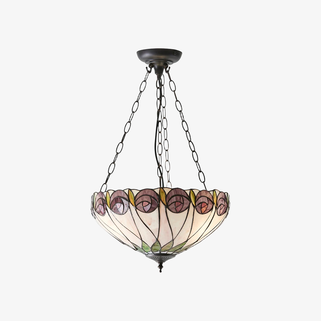 TF Hutchinson Tiffany Pendant - Inverted Art Glass Adjustable Ceiling Light for Home T903