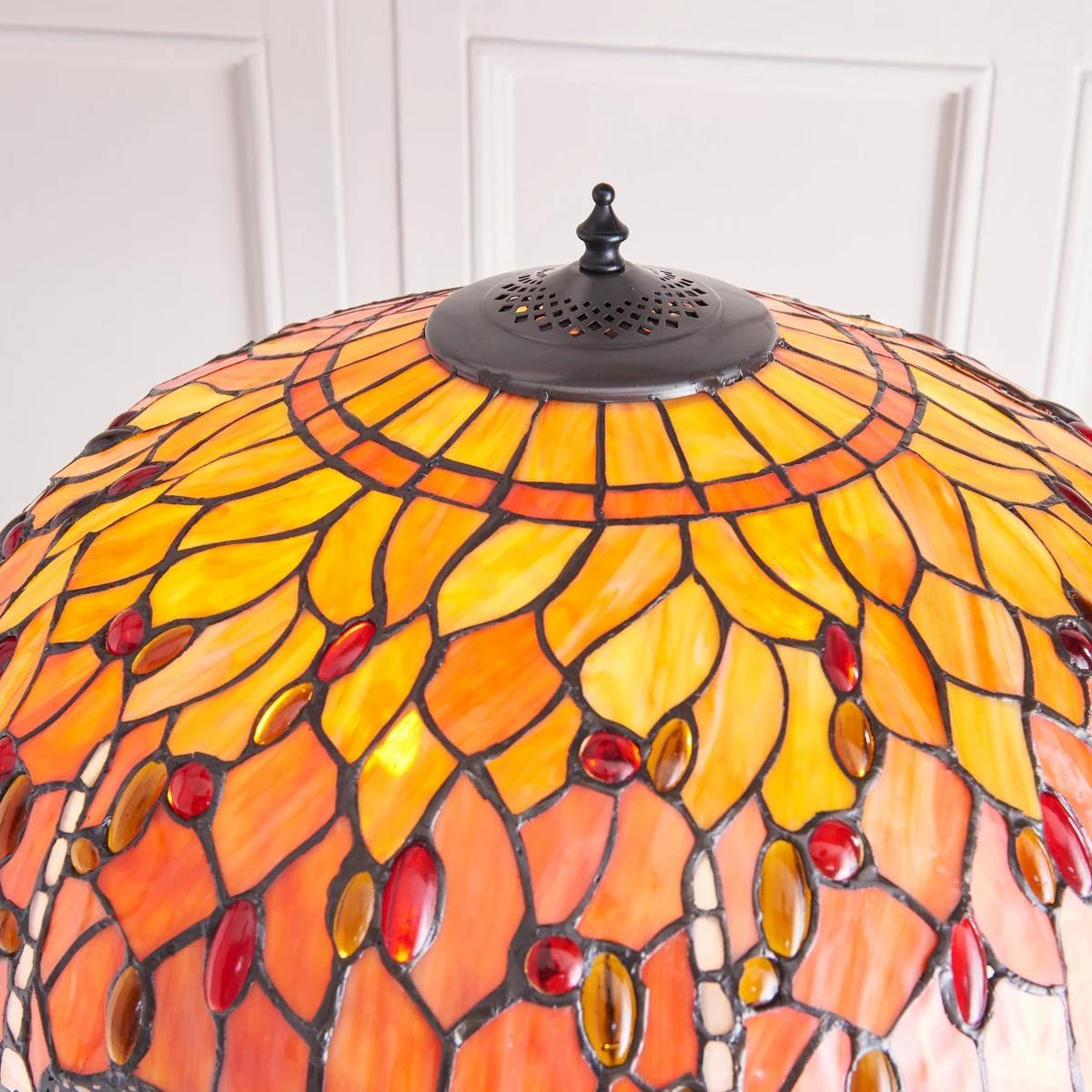 TF Dragonfly Motif Floor Lamp - Vintage Stained-Glass for Living Rooms T935