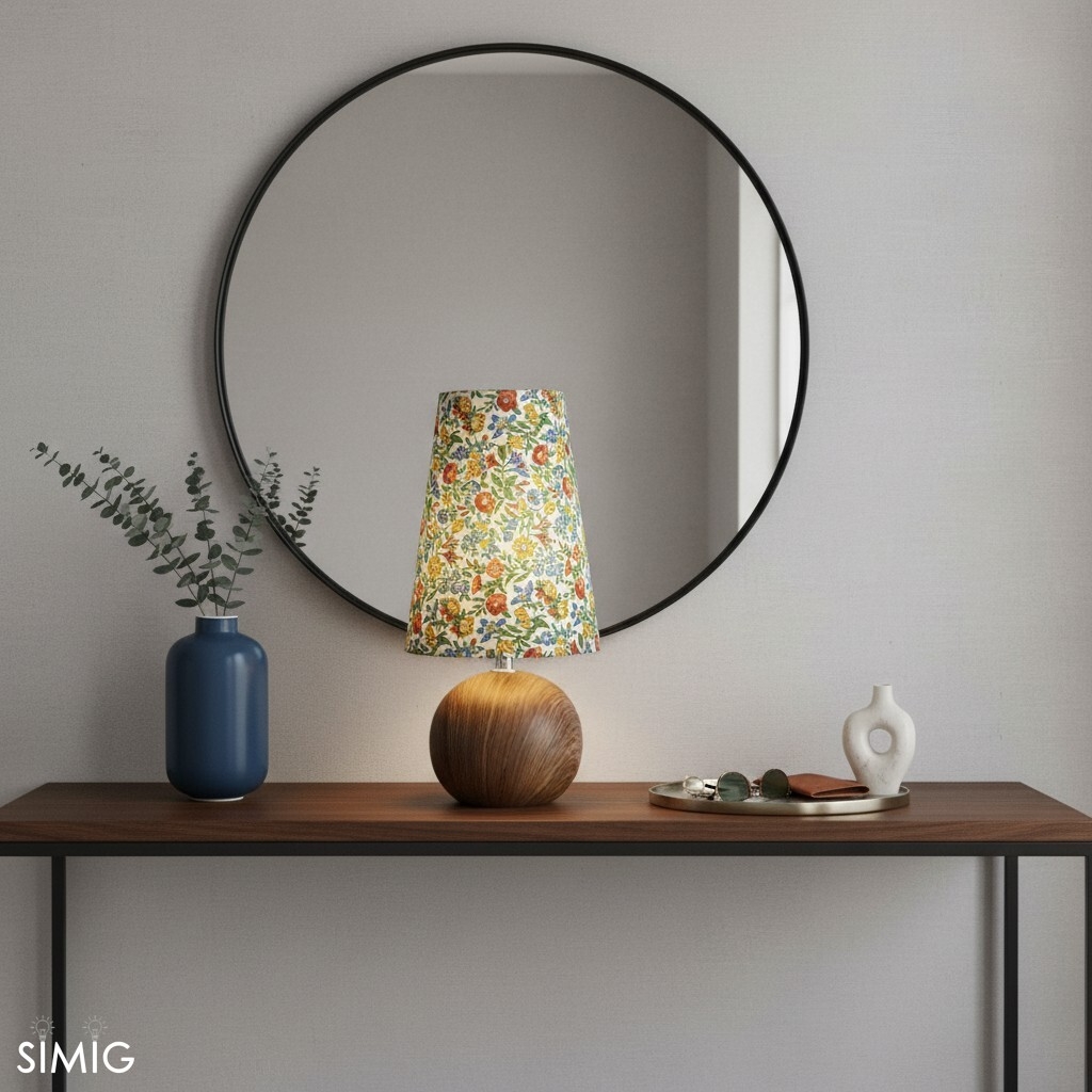 Florence Floral Table Lamp - Wood and Fabric Lamp for Living Rooms T550