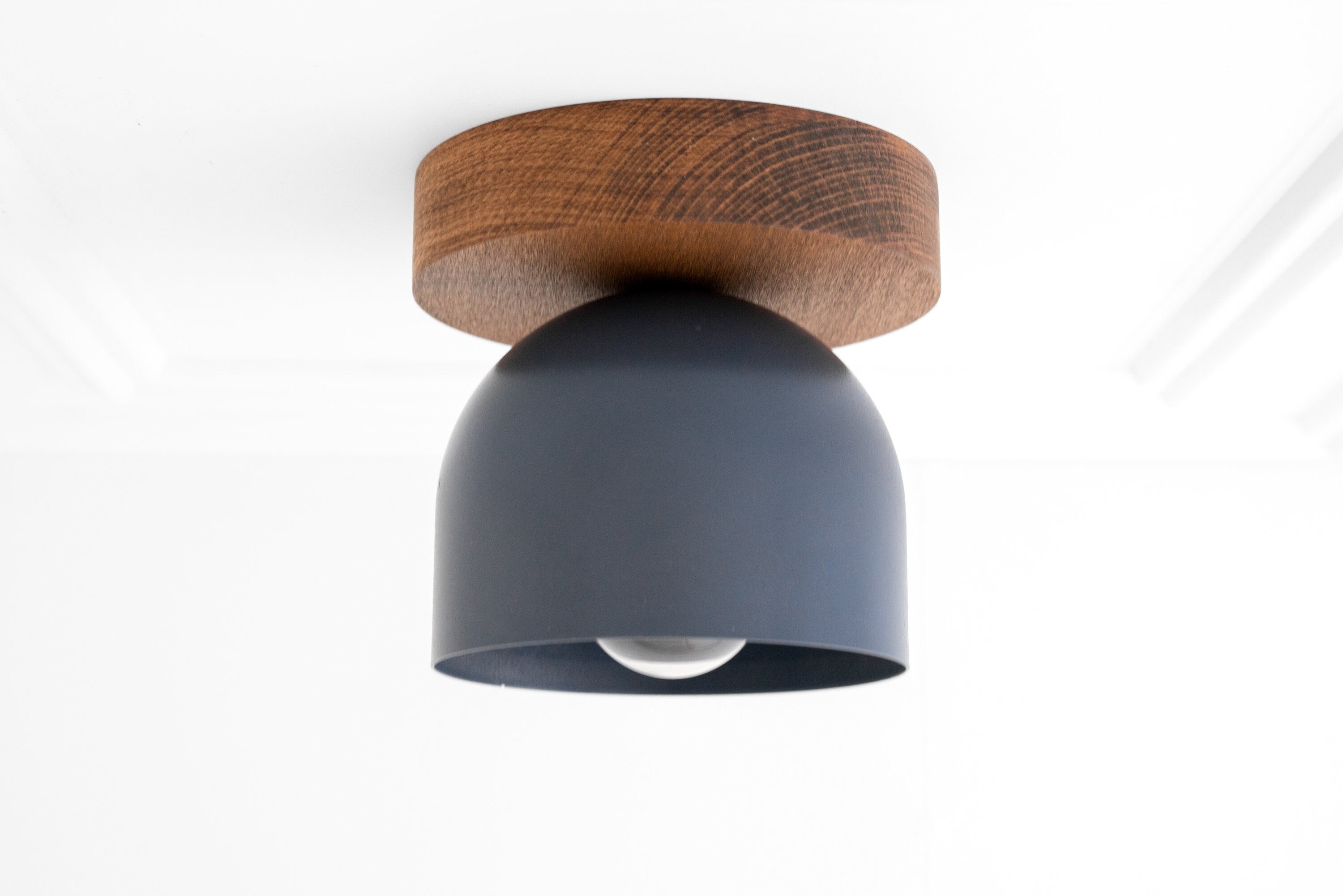 Metio Dome Modern Rustic Ceiling Light - Wooden and Metal Fusion T372