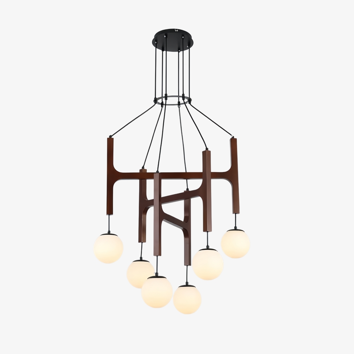 Auralith Wood Chandelier Multi Arm Fixture - Modern Natural Lighting for Living and Dining T1154