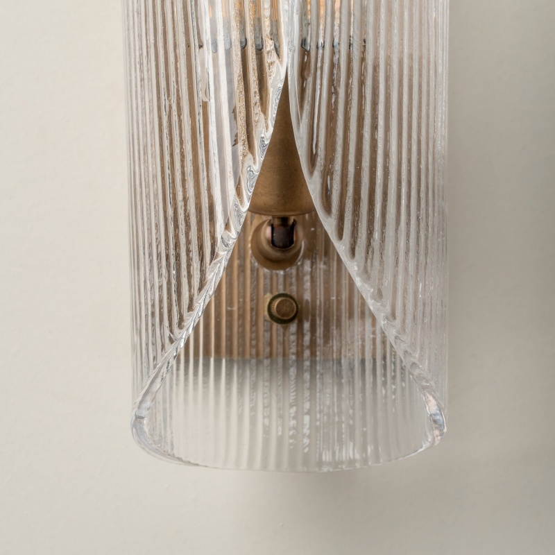 Velora Cylinder Glass Wall Light - Refined Brass Wall Sconce for Entryway or Bedside T736