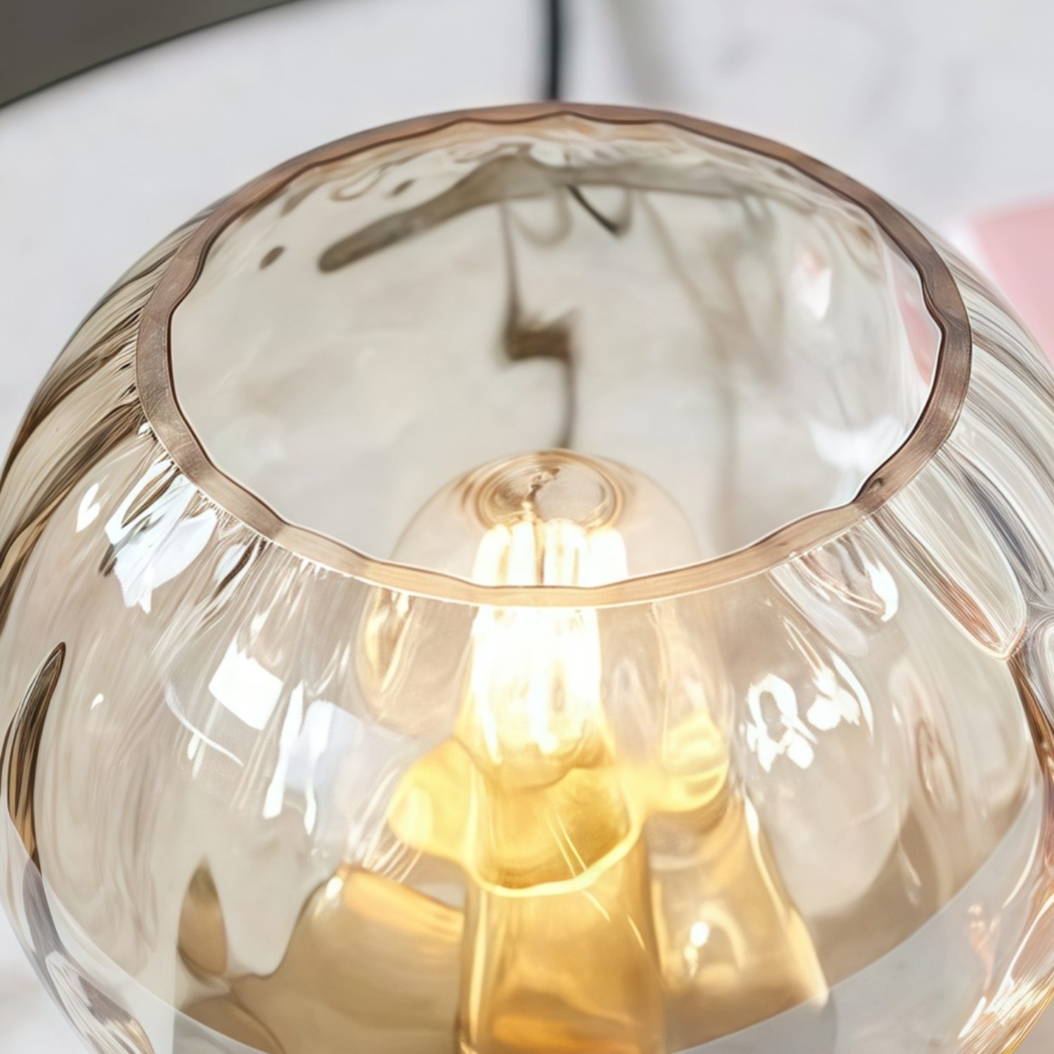 Tracian Modern Dimple Globe Table Lamp - Brass Ambient Decorative Lamp for Bedroom or Lounge T1049