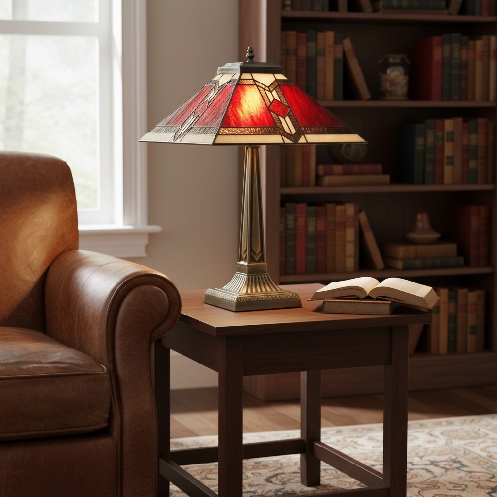 TiffStar Stained Glass Table Lamp - Vintage Style Stained Glass Suitable for Bedrooms and Living Rooms T1039