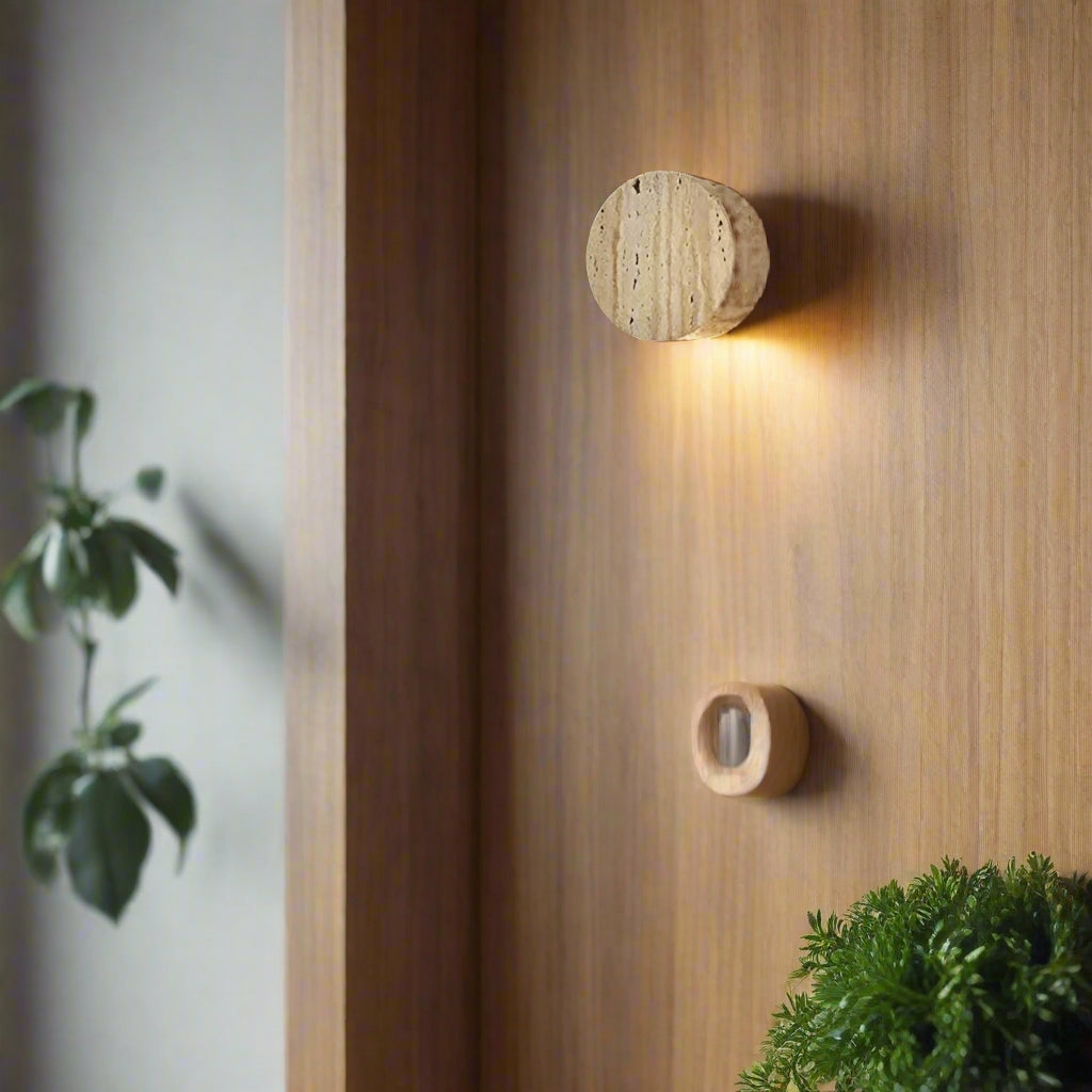 Japanese Wabi Sabi Natural Travertine Stone Wall Light T2102