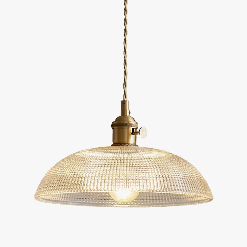 Modern Spiral Pendant Light – Textured Ribbed Glass Shade S225