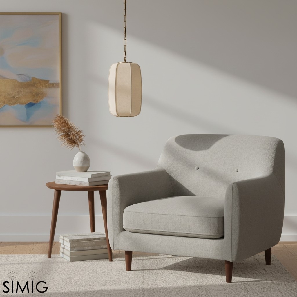 Loomis Textured Linen Drum Pendant - Modern Light for Kitchen Island T481