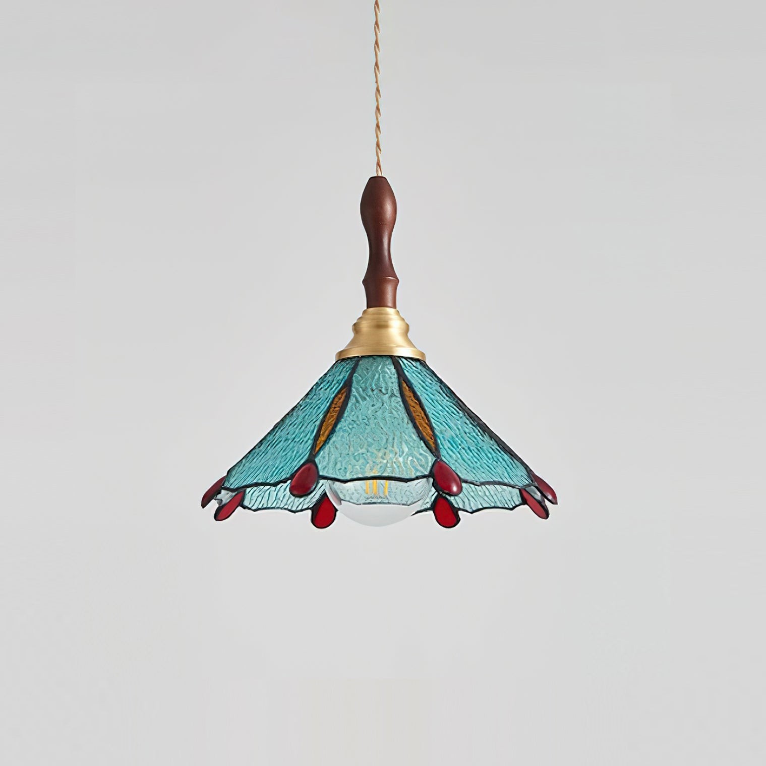 Vintage Tiffany Stanied Glass Pendant Lamp M237