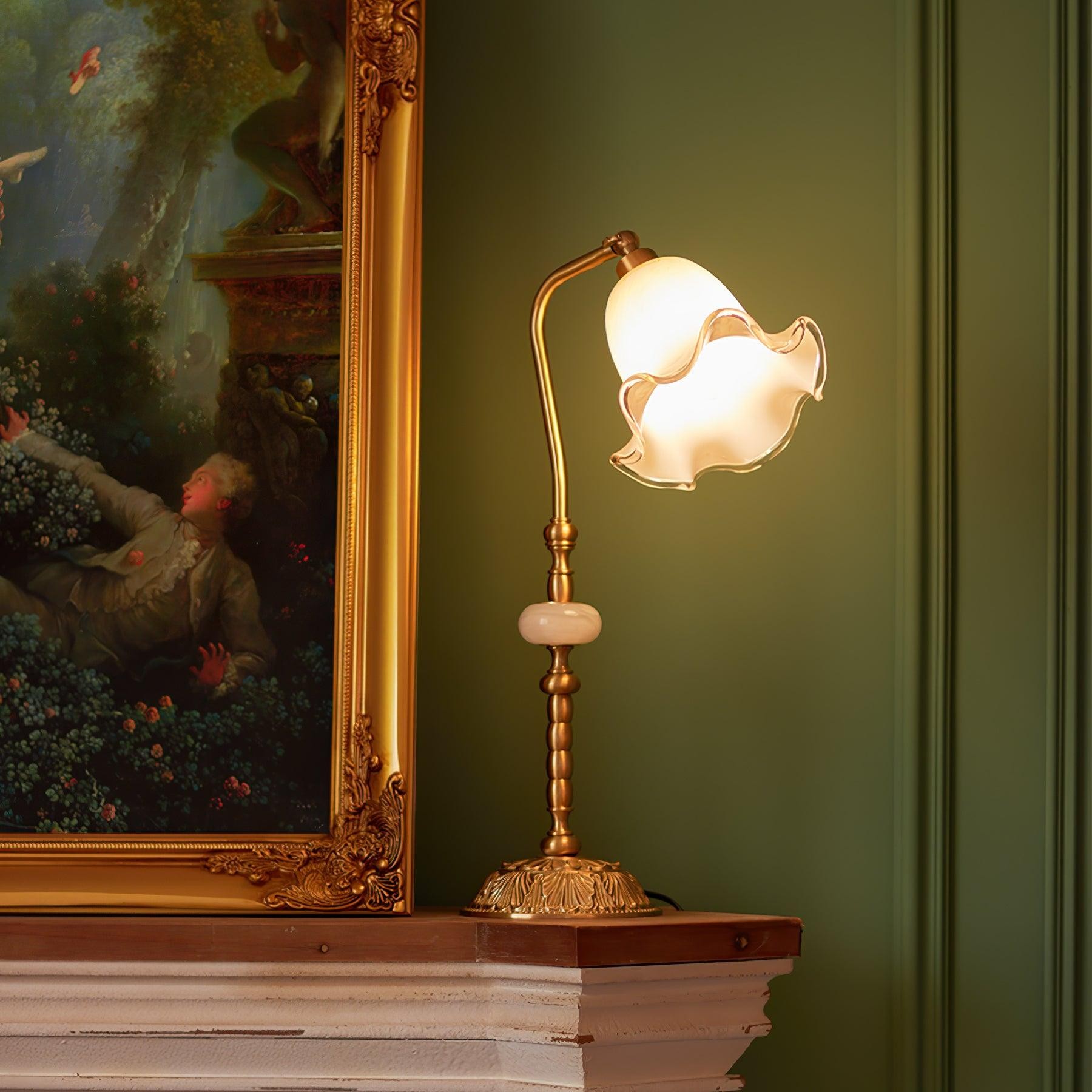 Classic Stylish White Tulip Brass Table Lamp M491