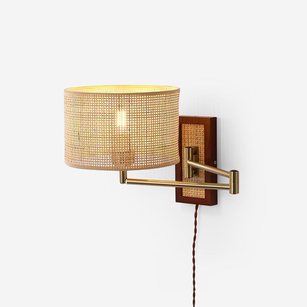 Rattan Swing Arm Wall Lamp P013