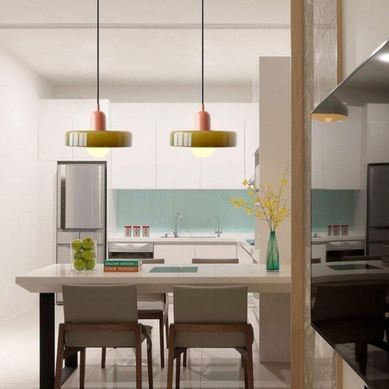 Morandi Glass Disc Orb Pendant Lamp S09