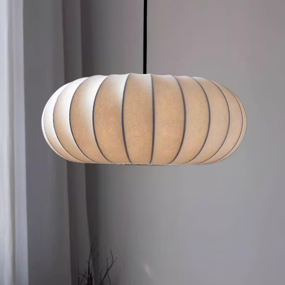 Simple Wabi-sabi White Lantern Fabric Pendant Lamp M06