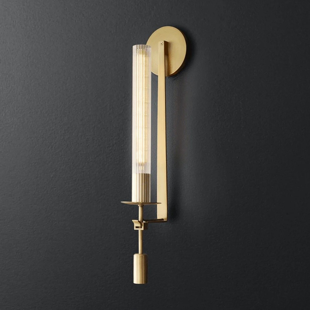 Ribbed Glass Wall Lamp with Slim Metal Base – Classic Meets Modern S229
