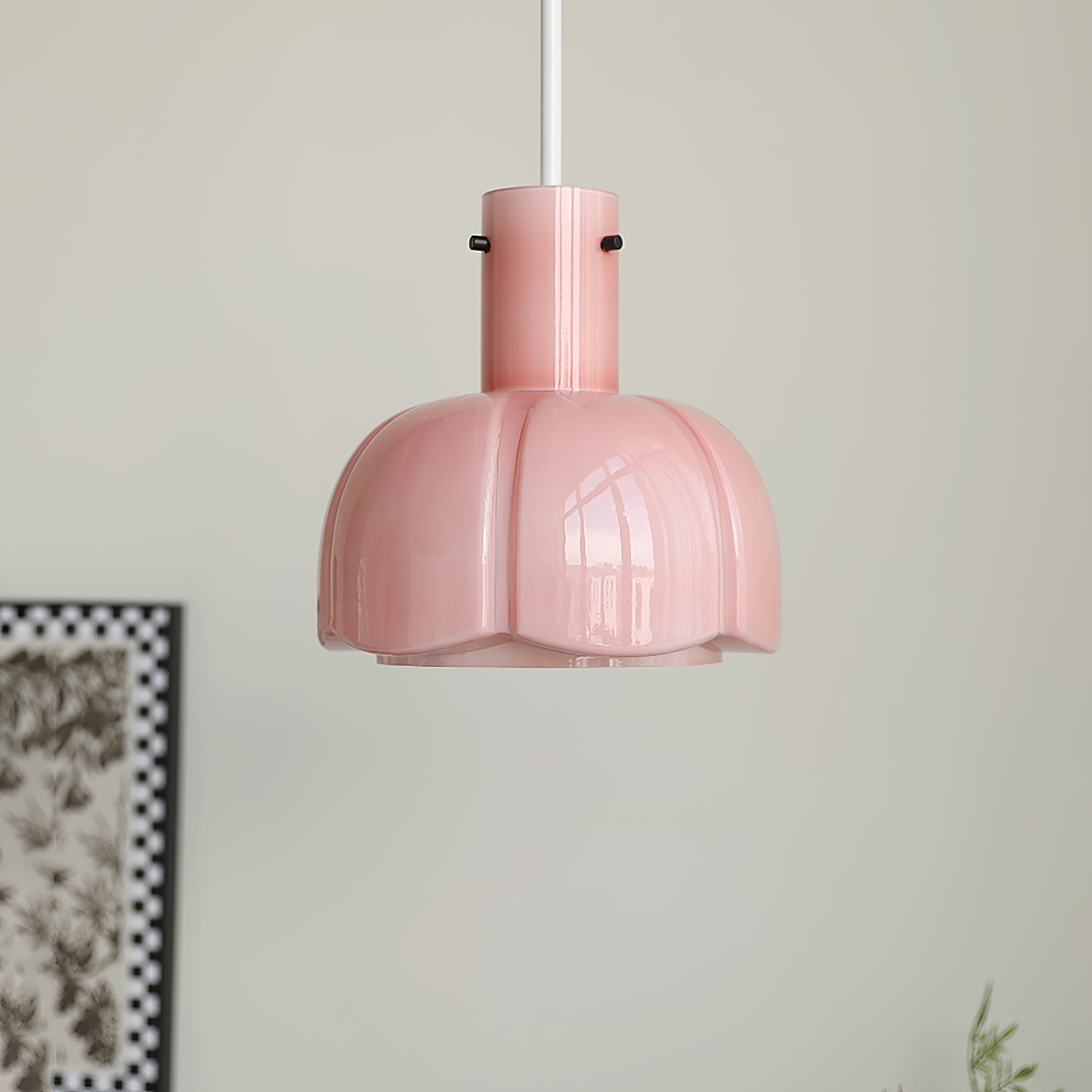 French Pastoral Style Petal Glass Pendant Light M23