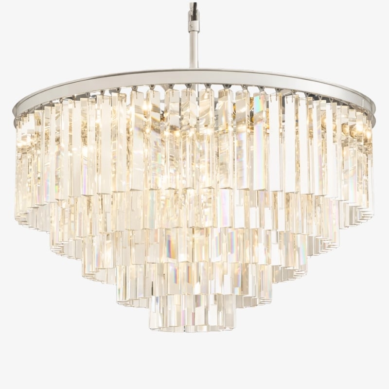 Aurevon Crystal Prism Metal Frame Modern Ceiling Chandelier for Home and Hotel T494