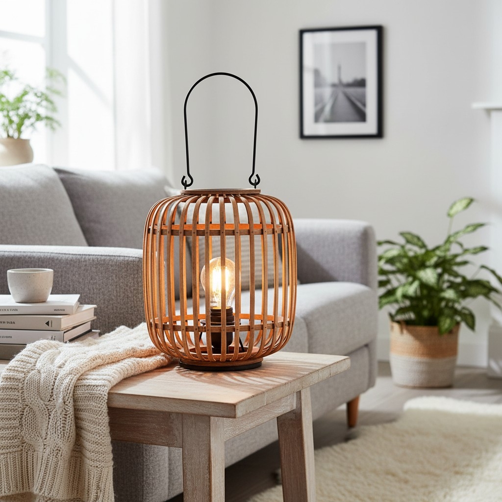 Yumeko Ambient Table Lamp - Open Bamboo Cage Design Stylish and Eco Friendly for Living & Bedroom T988