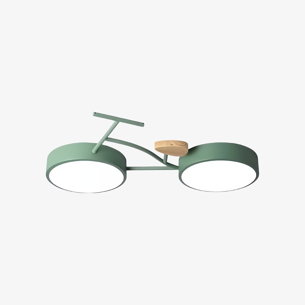 Nordic Fun Bicycle LED Ceiling Lamp - Wood Disc Design for Children's Room S380