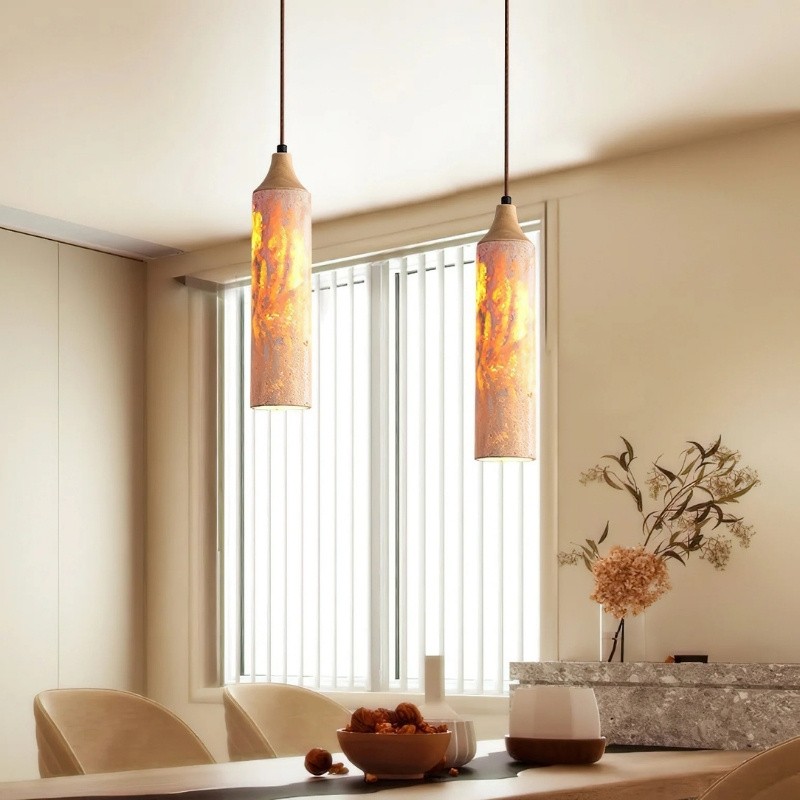 Modern Wabi-Sabi Travertine Pendant Lamp for Minimalist Spaces S271