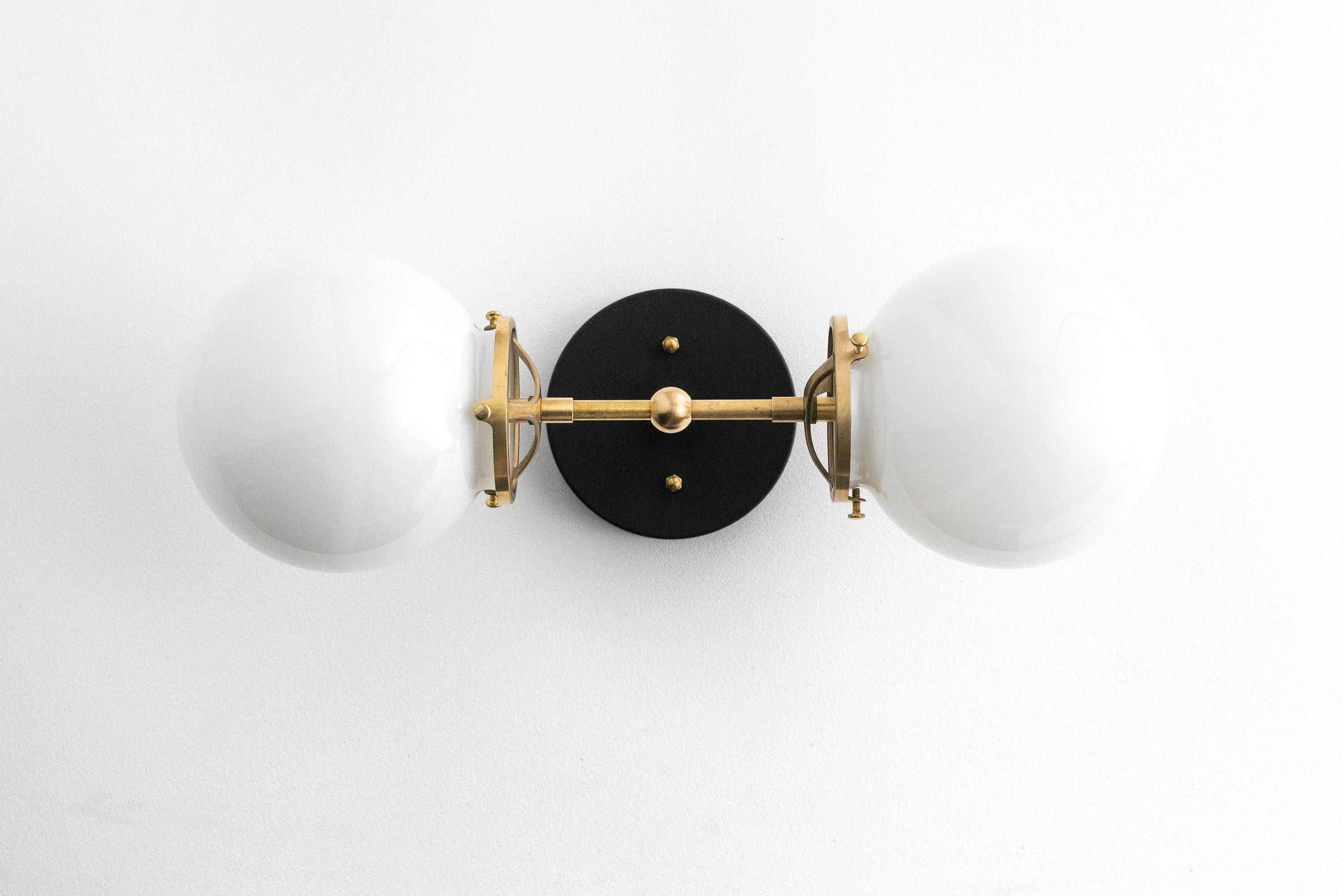 Lumio Globe Art Deco Vanity Light -  Opal Globe Bathroom Sconce T320