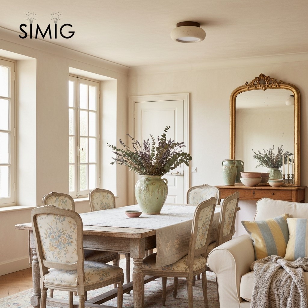 Minimal Bowl Ceiling Fixture in Stone Look - Wood Tone Base Light S299