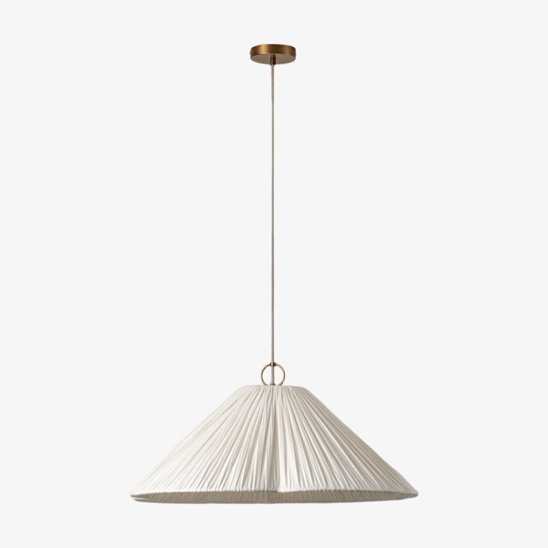 Blossine Linen Scalloped Pendant Light - Layered Shade and Metal Canopy Rustic to Modern T735