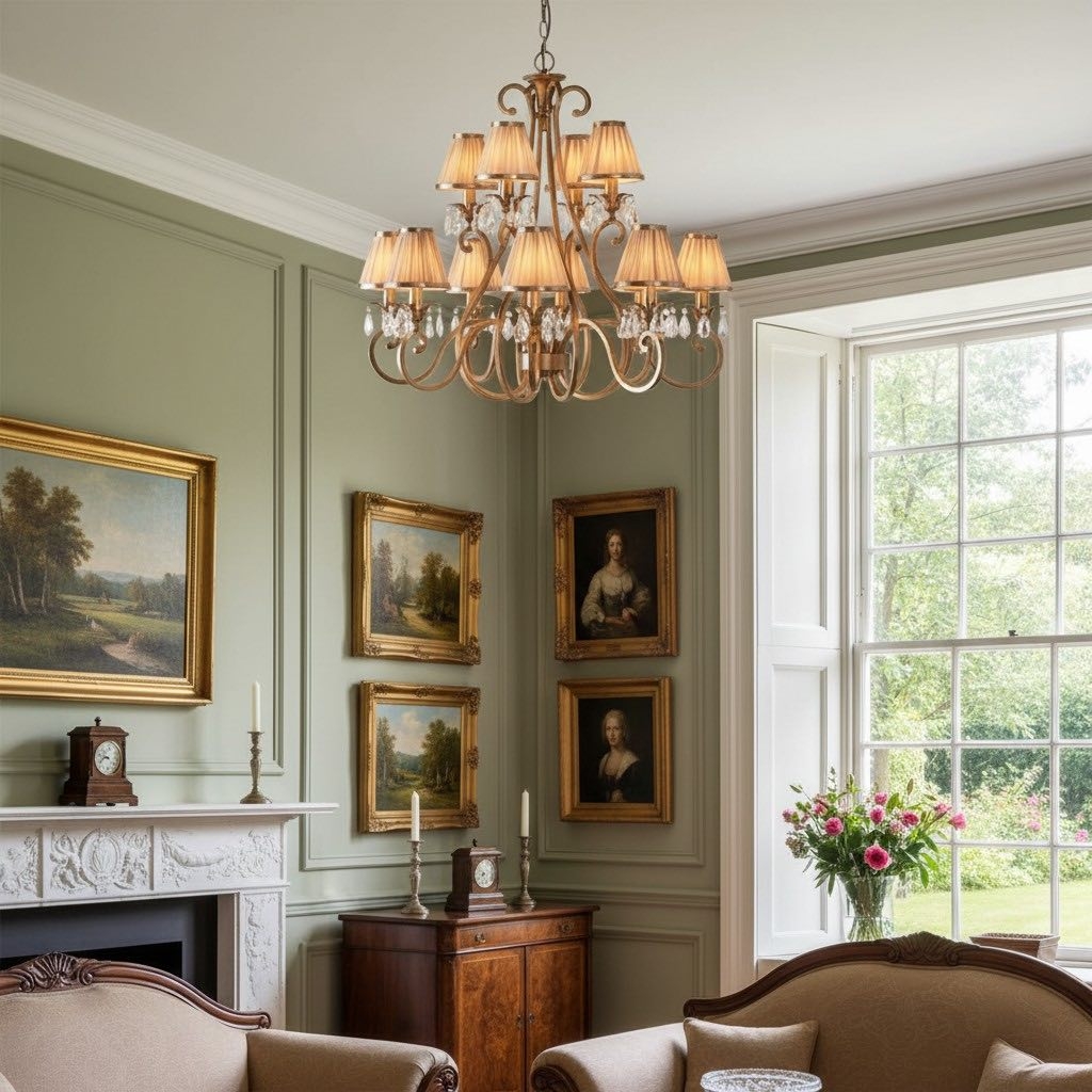 Talonis Multi-light Fabric Chandelier - Elegant Metal Curved Arms for Dining and Living T932