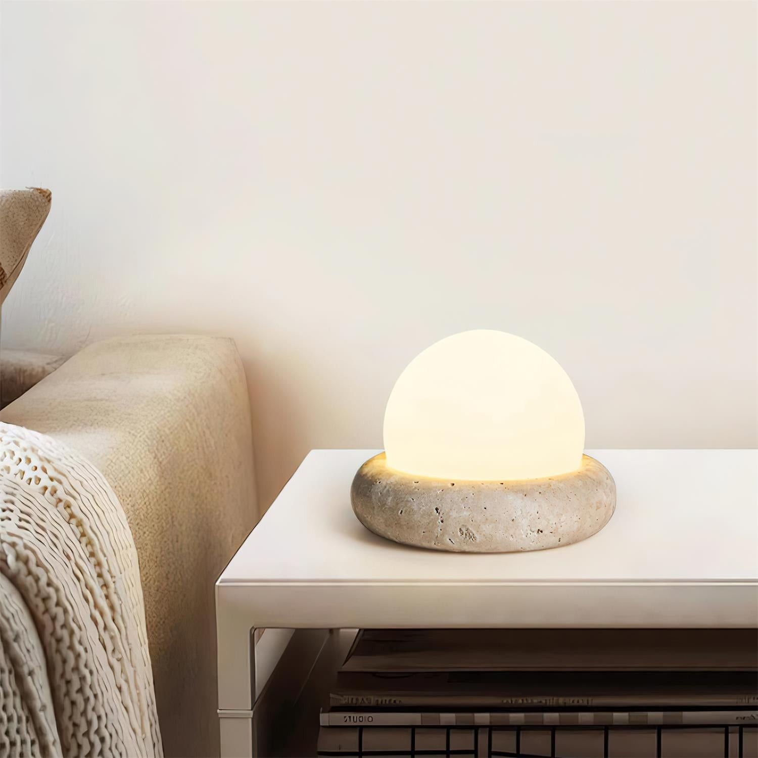 Modern Travertine Cute Mini Orb Table Lamp G40