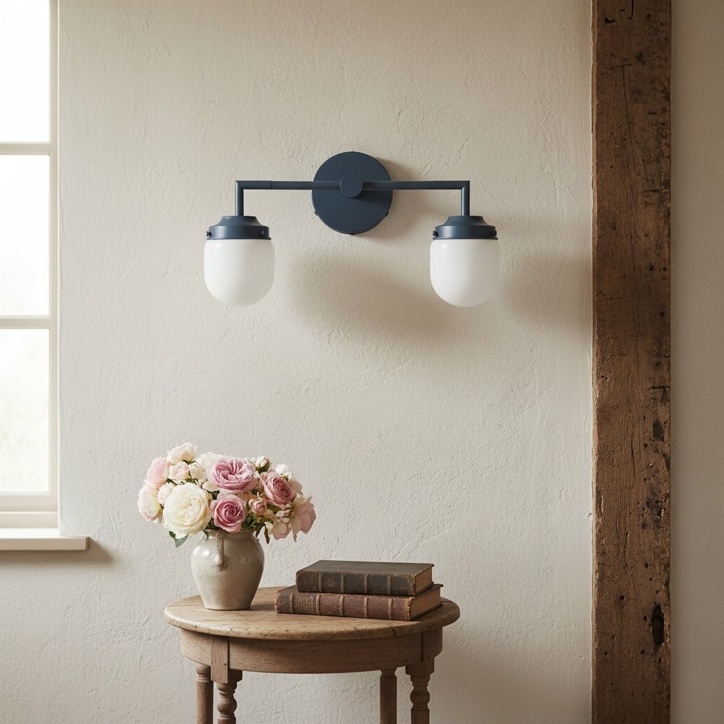 Opalume Glass Double Vanity Light - Vintage Style Bathroom Double Wall Lighting T303
