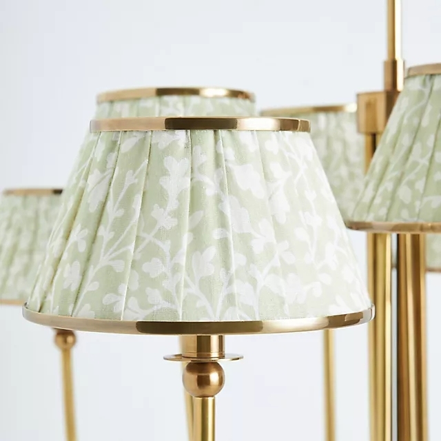 Ruchee Chandelier - Layered Fabric Shade Brass Ceiling Light for Dining or Living Spaces T710