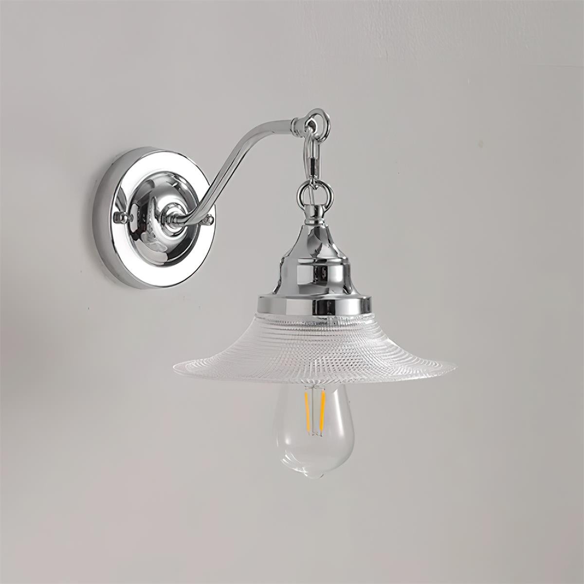 Retro silver lamp body patterned glass lampshade hanging wall lamp P081