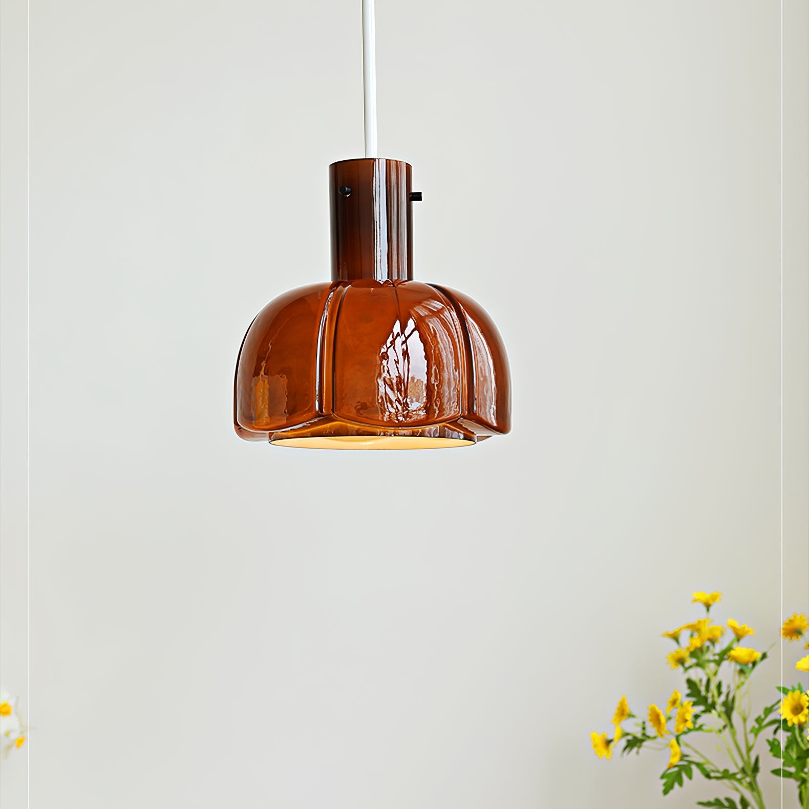French Pastoral Style Petal Glass Pendant Light M23