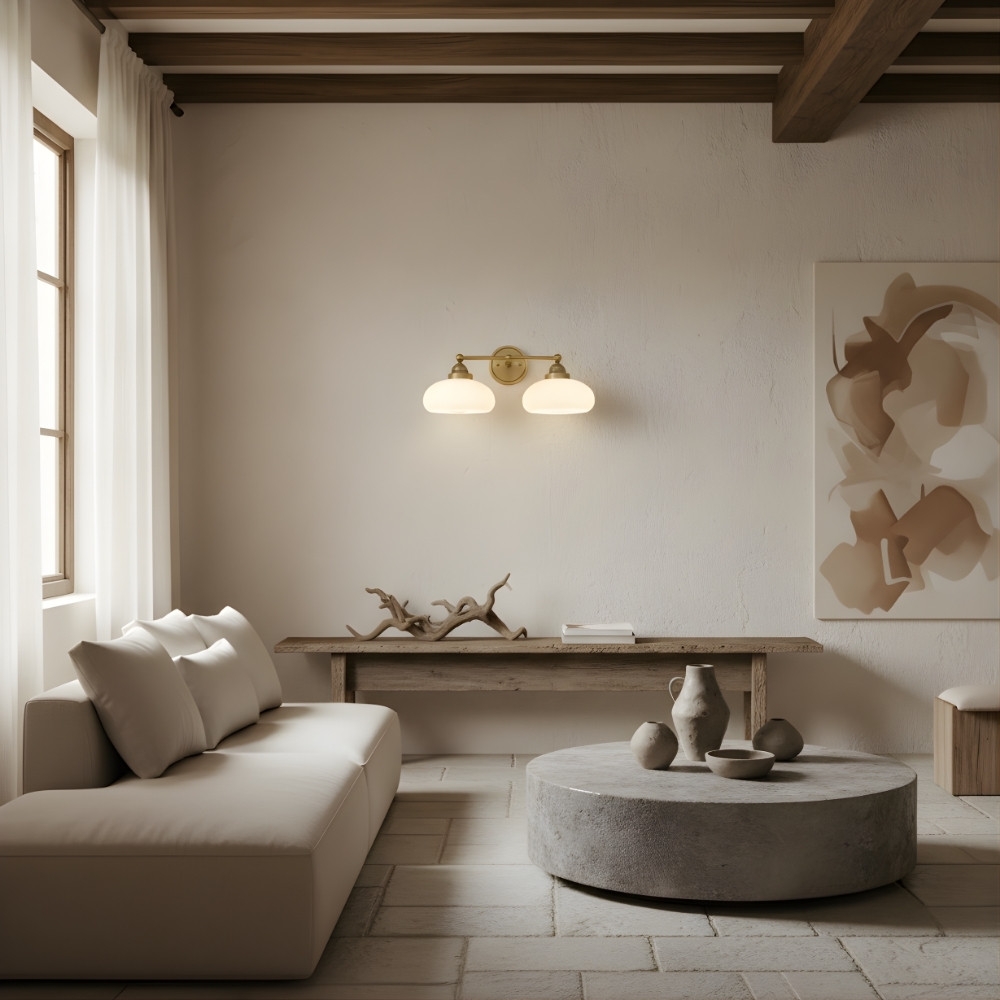 Riven Milk White Glass Globe Industrial Wall Lamp - Stairway Safety Light T1060
