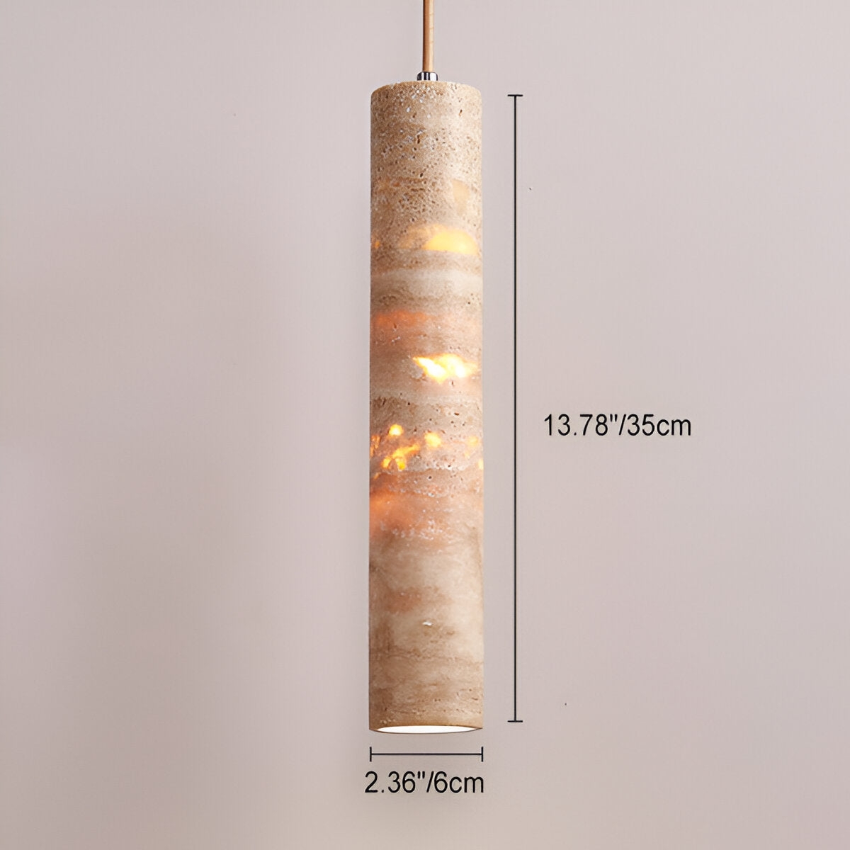 Cream Travertine Tube Pendant Light T2136