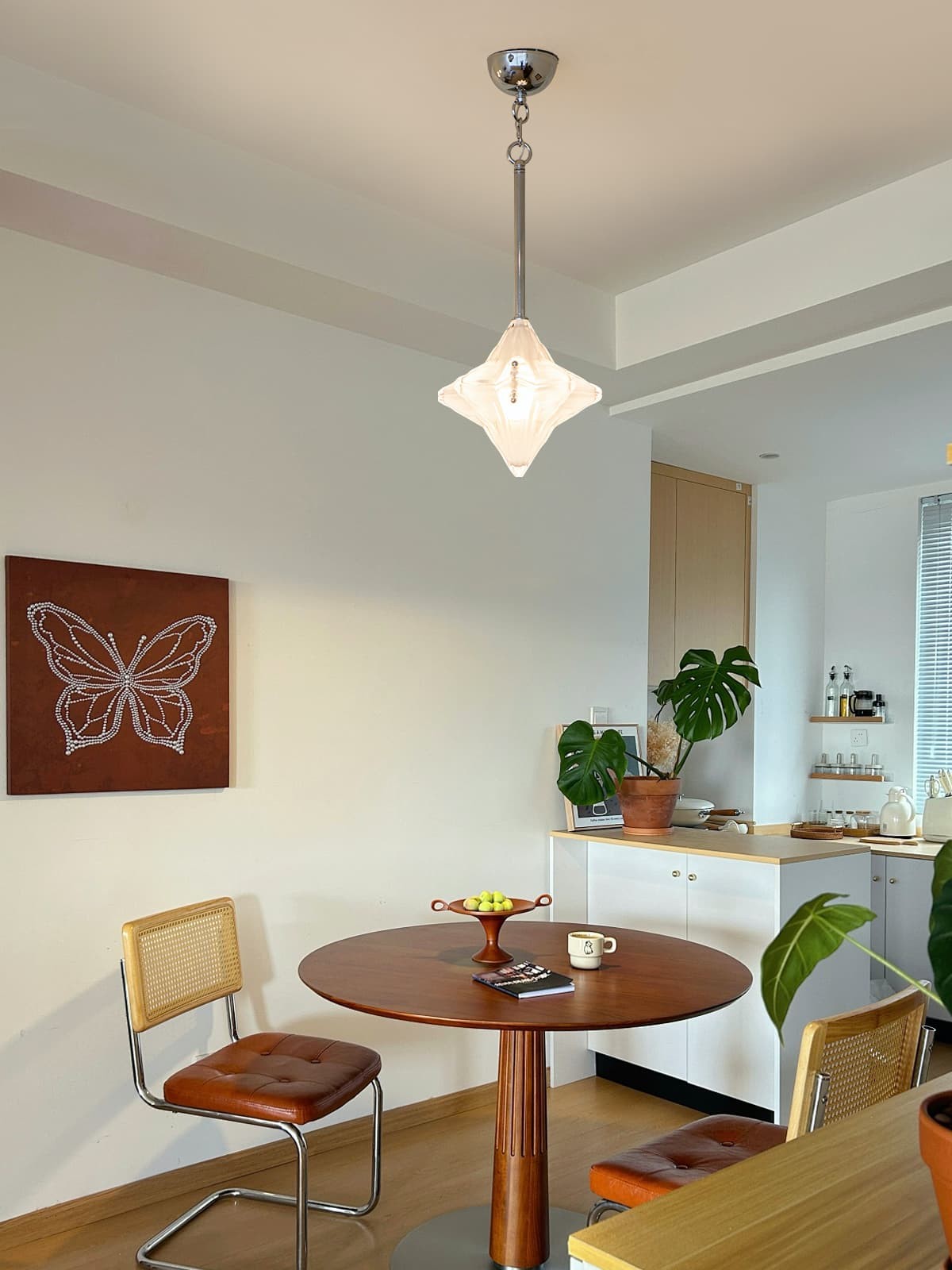 Art Deco Astris Elara Star Pendant Light - Frosted Glass Pendant with Geometric Style T434