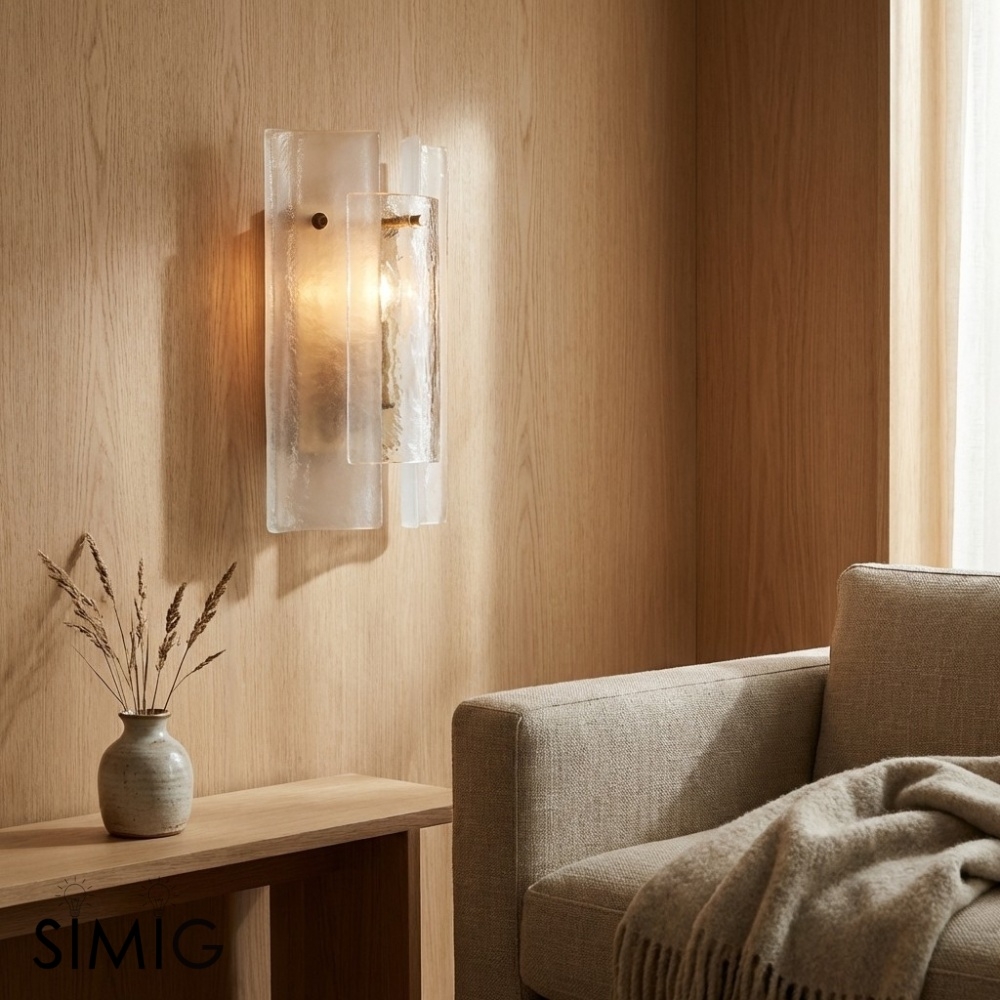 Velora Sculpted Textured Glass Wall Light - Luxe Style for Entryway T1185